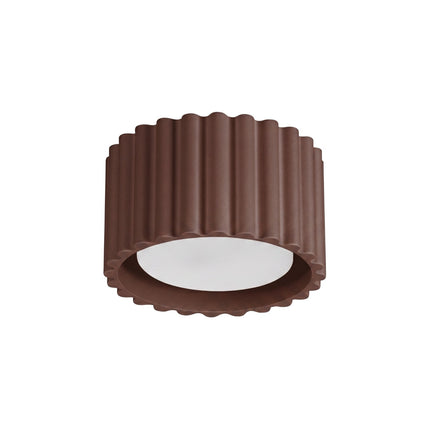 Plafonnier Aura 1 Aluminium Cannelé Brun Chocolat GX53, packshot sur fond blanc