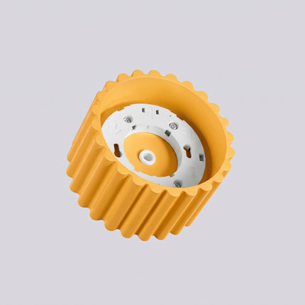 Plafonnier Aura 1 Aluminium Cannelé Jaune Ambré GX53, packshot de trois quarts
