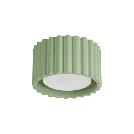 Plafonnier Aura 1 Aluminium Cannelé Vert Sauge GX53, packshot sur fond blanc