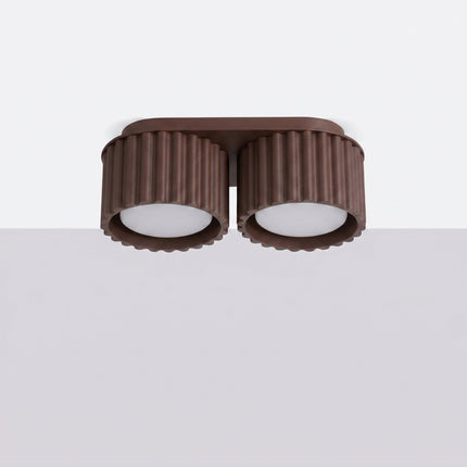 Plafonnier Aura 2 Aluminium Rainuré Brun Chocolat, vue en situation