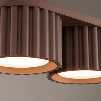 Plafonnier Aura 2 Aluminium Rainuré Brun Chocolat, vue de détail