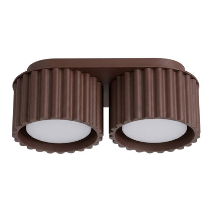 Plafonnier Aura 2 Aluminium Rainuré Brun Chocolat, packshot sur fond blanc