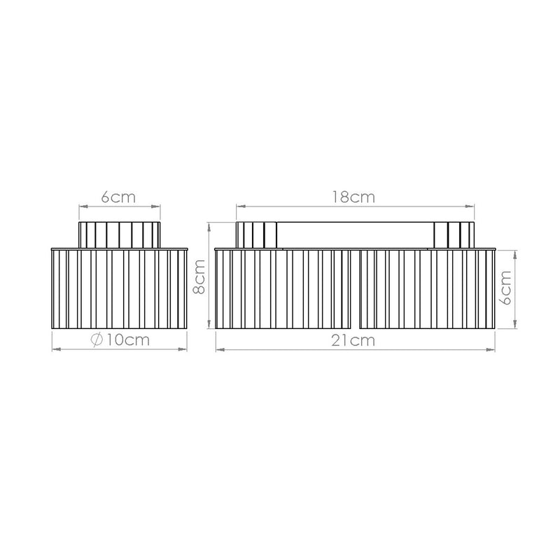 Dimensions Deckenleuchte Aura 2 Geriffeltes Aluminium Schokobraun