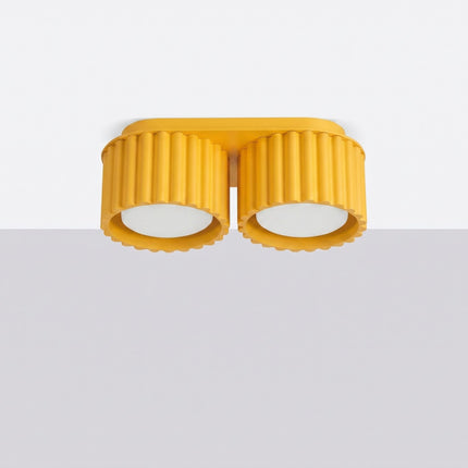 Plafonnier Aura 2 Aluminium Rainuré Jaune Ambré, vue en situation
