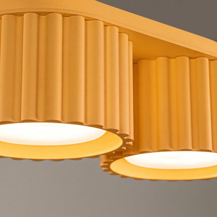 Plafonnier Aura 2 Aluminium Rainuré Jaune Ambré, vue de détail