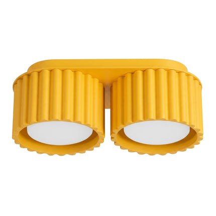 Plafonnier Aura 2 Aluminium Rainuré Jaune Ambré, packshot sur fond blanc