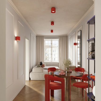 Plafonnier Aura 2 Aluminium Rainuré Rouge Vif, mise en situation