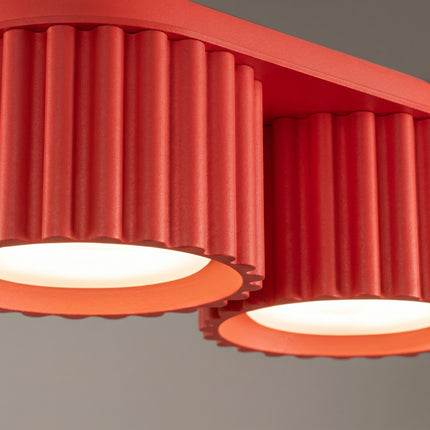 Plafonnier Aura 2 Aluminium Rainuré Rouge Vif, vue de détail