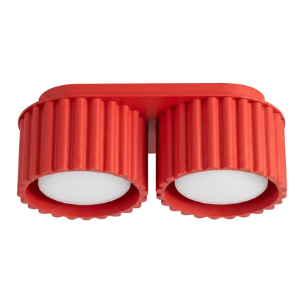 Plafonnier Aura 2 Aluminium Rainuré Rouge Vif, packshot sur fond blanc