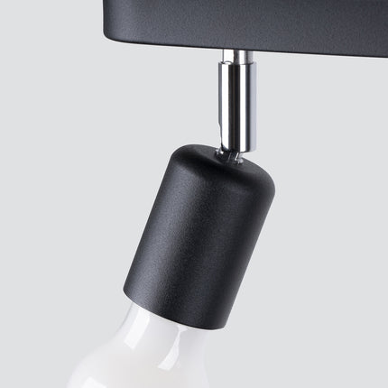Ceiling light bar 3 minimalist spotlights steel black seen from the side
