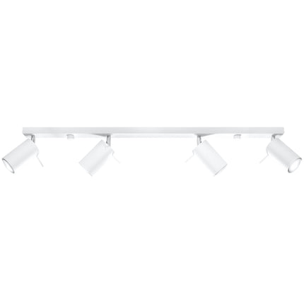 Plafonnier barre 4 spots orientables blanc présenté seul sur fond neutre