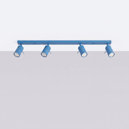 Plafonnier Barre 4 Spots Orientables Bleu Azur, vue en situation