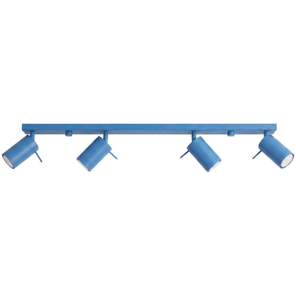 Plafonnier Barre 4 Spots Orientables Bleu Azur, packshot sur fond blanc