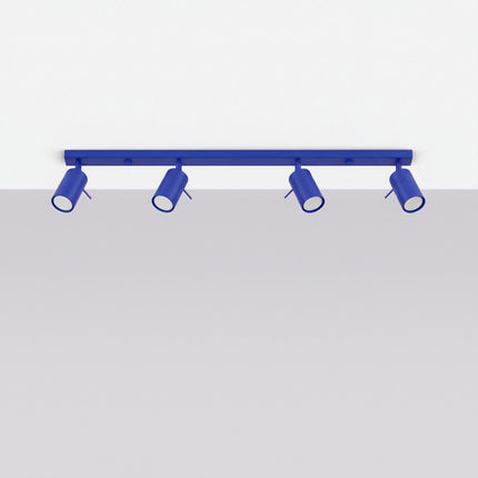 Plafonnier Barre 4 Spots Orientables Bleu Outremer, vue en situation