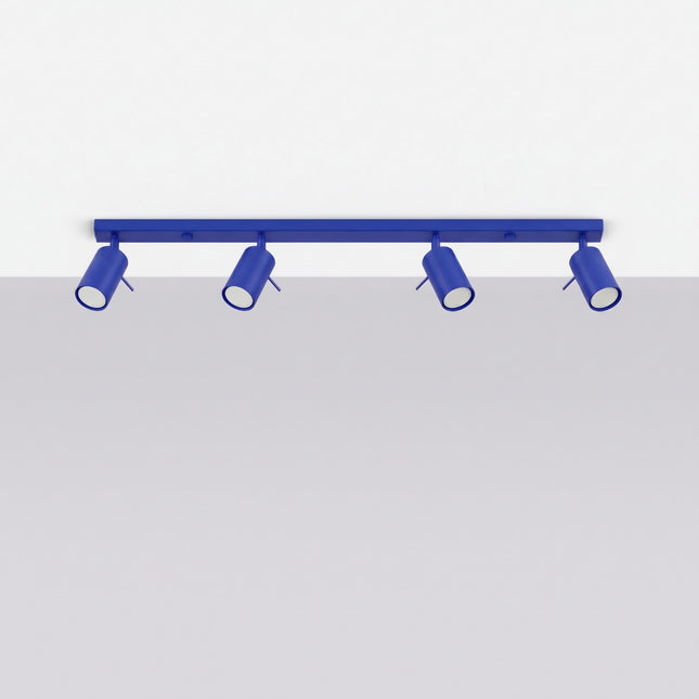 Plafonnier Barre 4 Spots Orientables Bleu Outremer, vue en situation