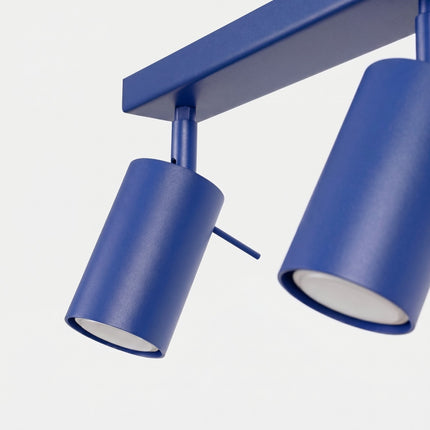 Plafonnier Barre 4 Spots Orientables Bleu Outremer, détail de la finition