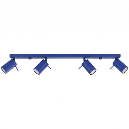 Plafonnier Barre 4 Spots Orientables Bleu Outremer, packshot sur fond blanc