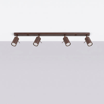 Plafonnier Barre 4 Spots Orientables Brun Chocolat, vue en situation