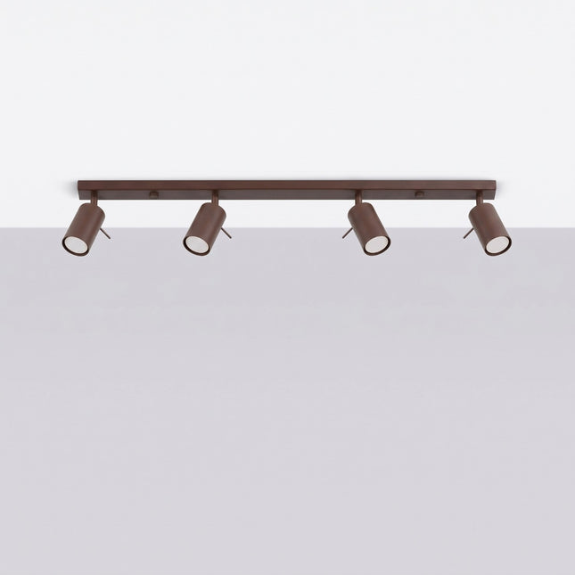 Plafonnier Barre 4 Spots Orientables Brun Chocolat, vue en situation