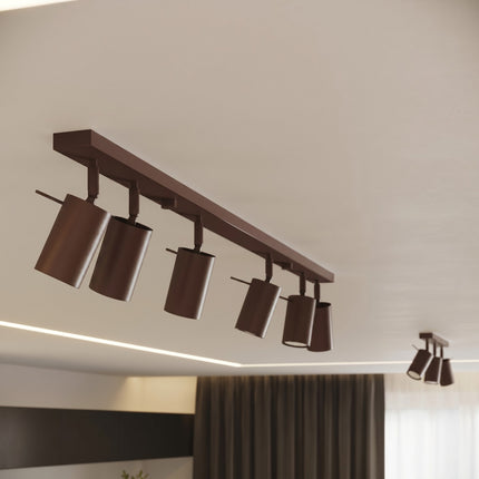 Plafonnier Barre 4 Spots Orientables Brun Chocolat, mise en situation 3