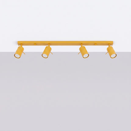 Plafonnier Barre 4 Spots Orientables Jaune Ambré, vue en situation
