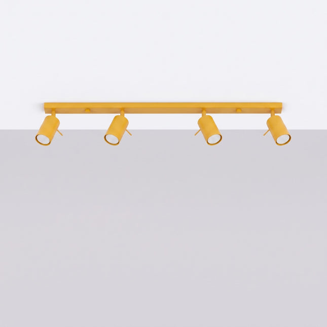 Plafonnier Barre 4 Spots Orientables Jaune Ambré, vue en situation