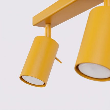 Plafonnier Barre 4 Spots Orientables Jaune Ambré, détail de la finition