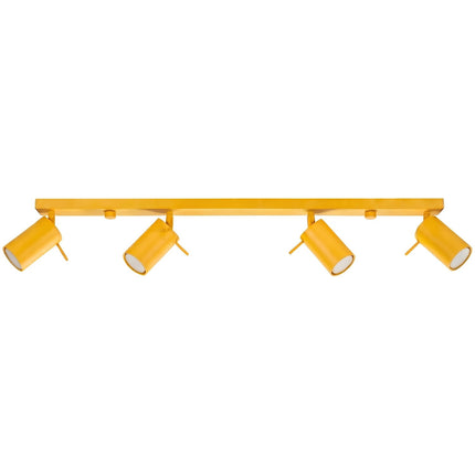 Plafonnier Barre 4 Spots Orientables Jaune Ambré, packshot sur fond blanc