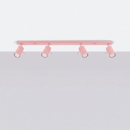Plafonnier Barre 4 Spots Orientables Rose Poudré, vue en situation