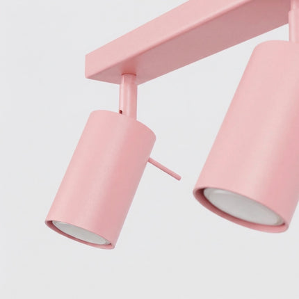 Plafonnier Barre 4 Spots Orientables Rose Poudré, détail de la finition