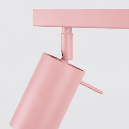 Plafonnier Barre 4 Spots Orientables Rose Poudré, détail de la fixation