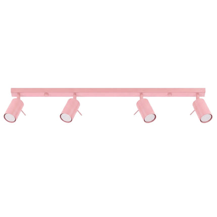 Plafonnier Barre 4 Spots Orientables Rose Poudré, packshot sur fond blanc