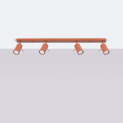 Plafonnier Barre 4 Spots Orientables Rouge Ocre, vue en situation