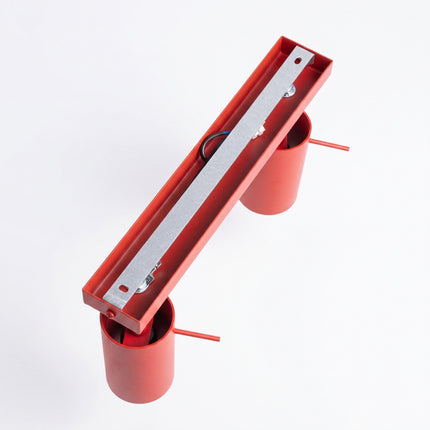 Plafonnier Barre 4 Spots Orientables Rouge Vif, vue de détail