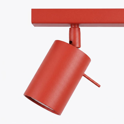 Plafonnier Barre 4 Spots Orientables Rouge Vif, détail de la fixation