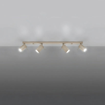 Plafonnier Barre 4 Spots Orientables Taupe, lumière allumée