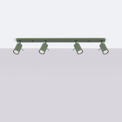 Plafonnier Barre 4 Spots Orientables Vert Olive, vue en situation