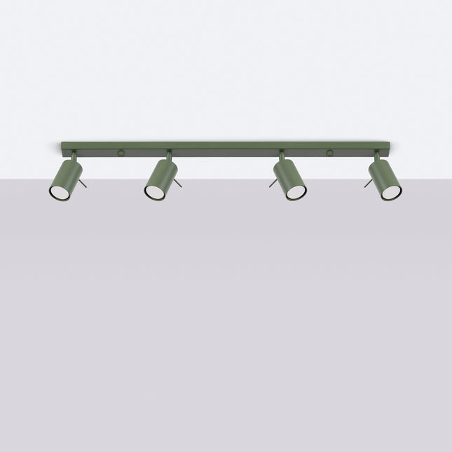 Plafonnier Barre 4 Spots Orientables Vert Olive, vue en situation