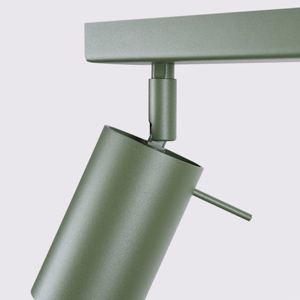 Plafonnier Barre 4 Spots Orientables Vert Olive, détail de la fixation