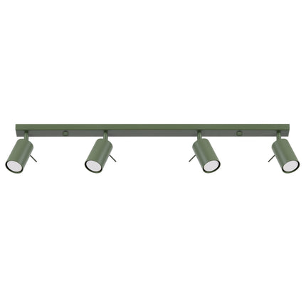 Plafonnier Barre 4 Spots Orientables Vert Olive, packshot sur fond blanc