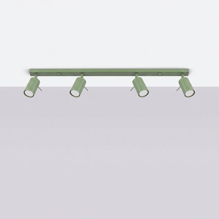 Plafonnier Barre 4 Spots Orientables Vert Sauge, vue en situation