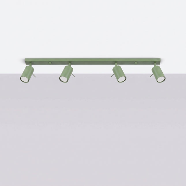 Plafonnier Barre 4 Spots Orientables Vert Sauge, vue en situation