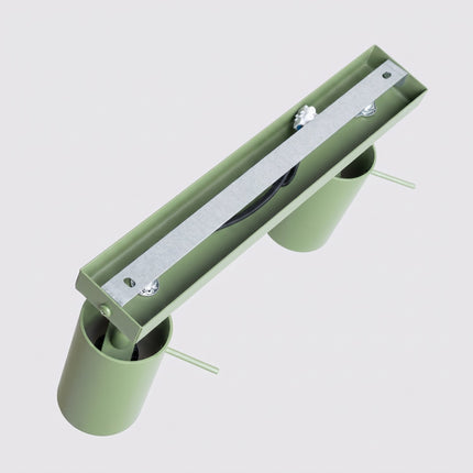 Plafonnier Barre 4 Spots Orientables Vert Sauge, vue de détail