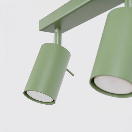 Plafonnier Barre 4 Spots Orientables Vert Sauge, détail de la finition