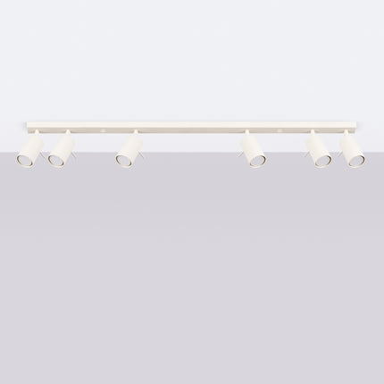 Plafonnier Barre 6 Spots Orientables Beige, vue en situation