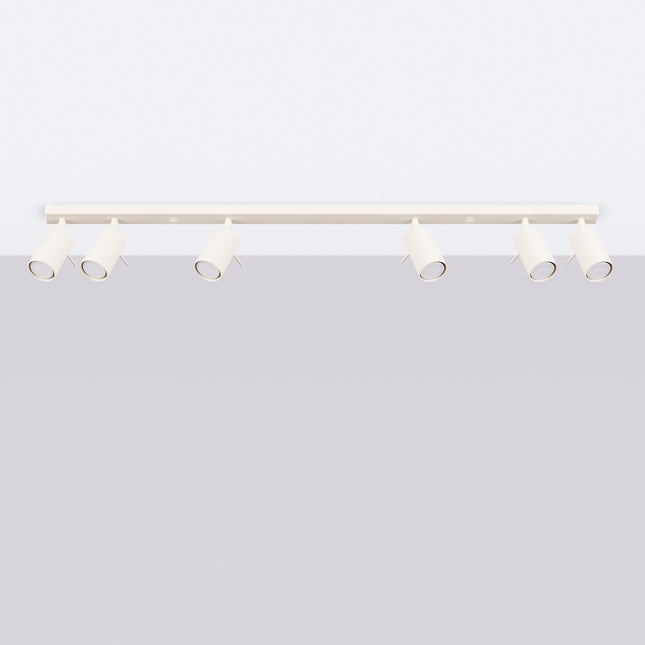 Plafonnier Barre 6 Spots Orientables Beige, vue en situation