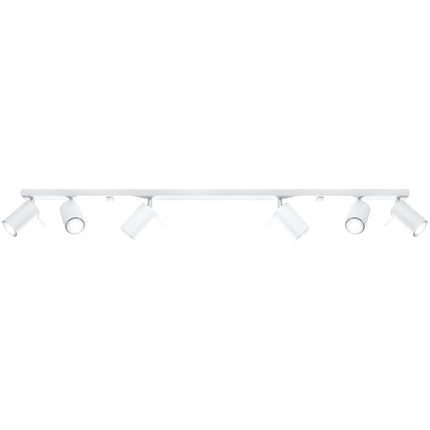 Plafonnier barre 6 spots orientables blanc présenté seul sur fond neutre