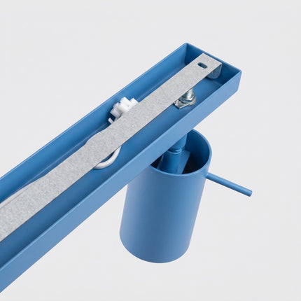 Plafonnier Barre 6 Spots Orientables Bleu Azur, vue de détail