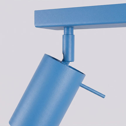 Plafonnier Barre 6 Spots Orientables Bleu Azur, détail de la fixation
