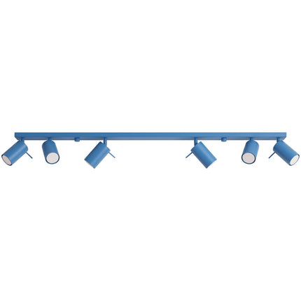 Plafonnier Barre 6 Spots Orientables Bleu Azur, packshot sur fond blanc